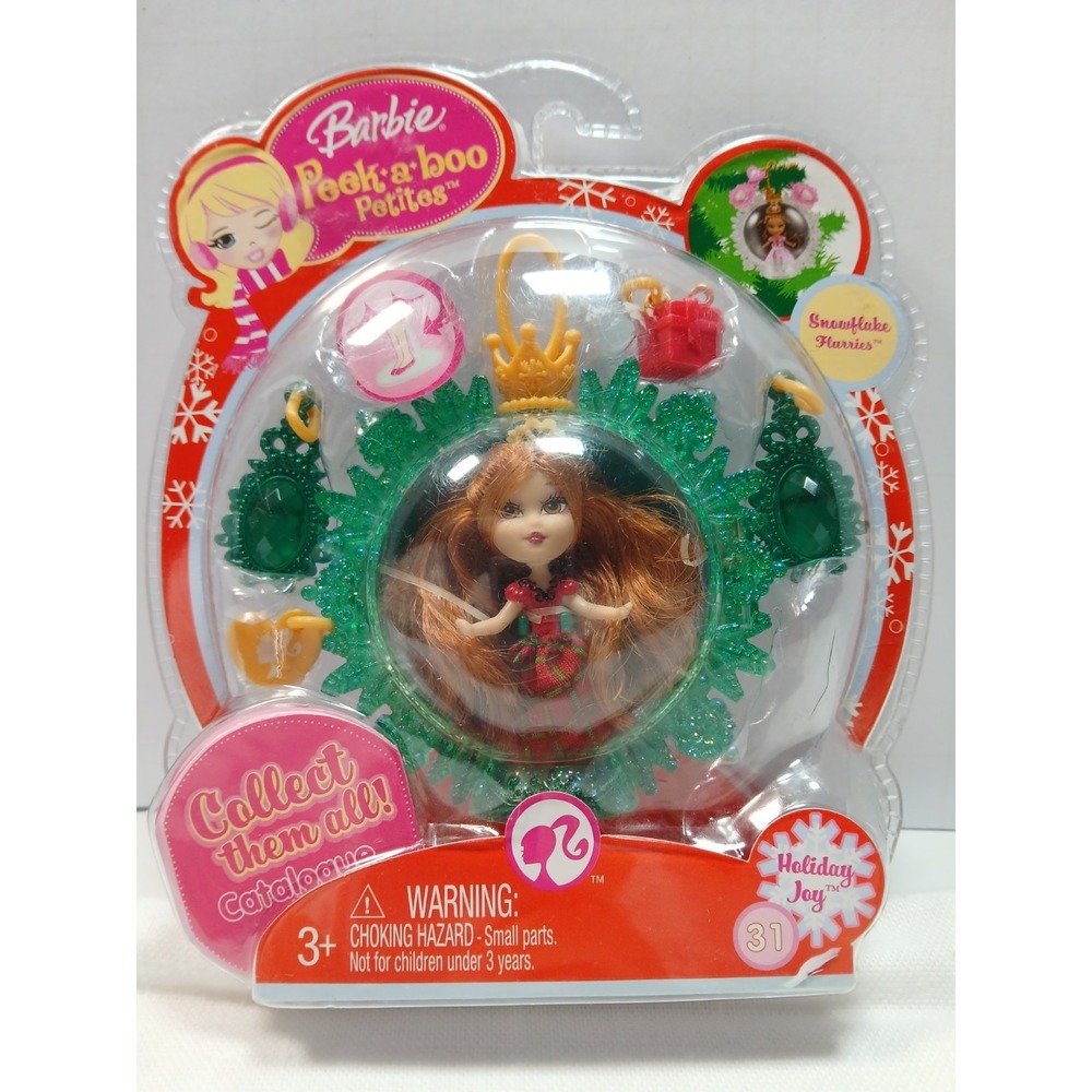 Barbie Peek-a-boo Petites Snowflake Flurries Holiday Joy #31 Mini Doll NIB 2008